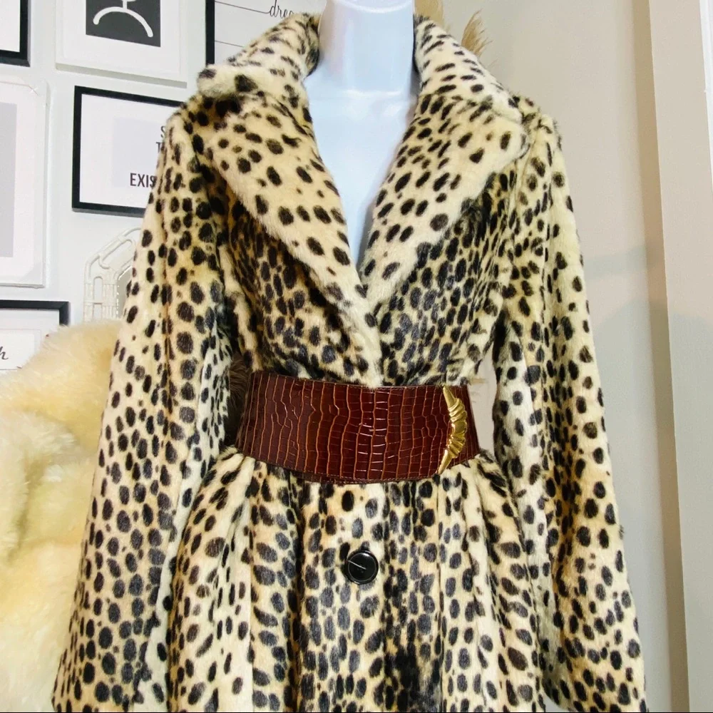 Scoop NYC Animal Print Cheetah Faux Fur Coat Size 4-6_5